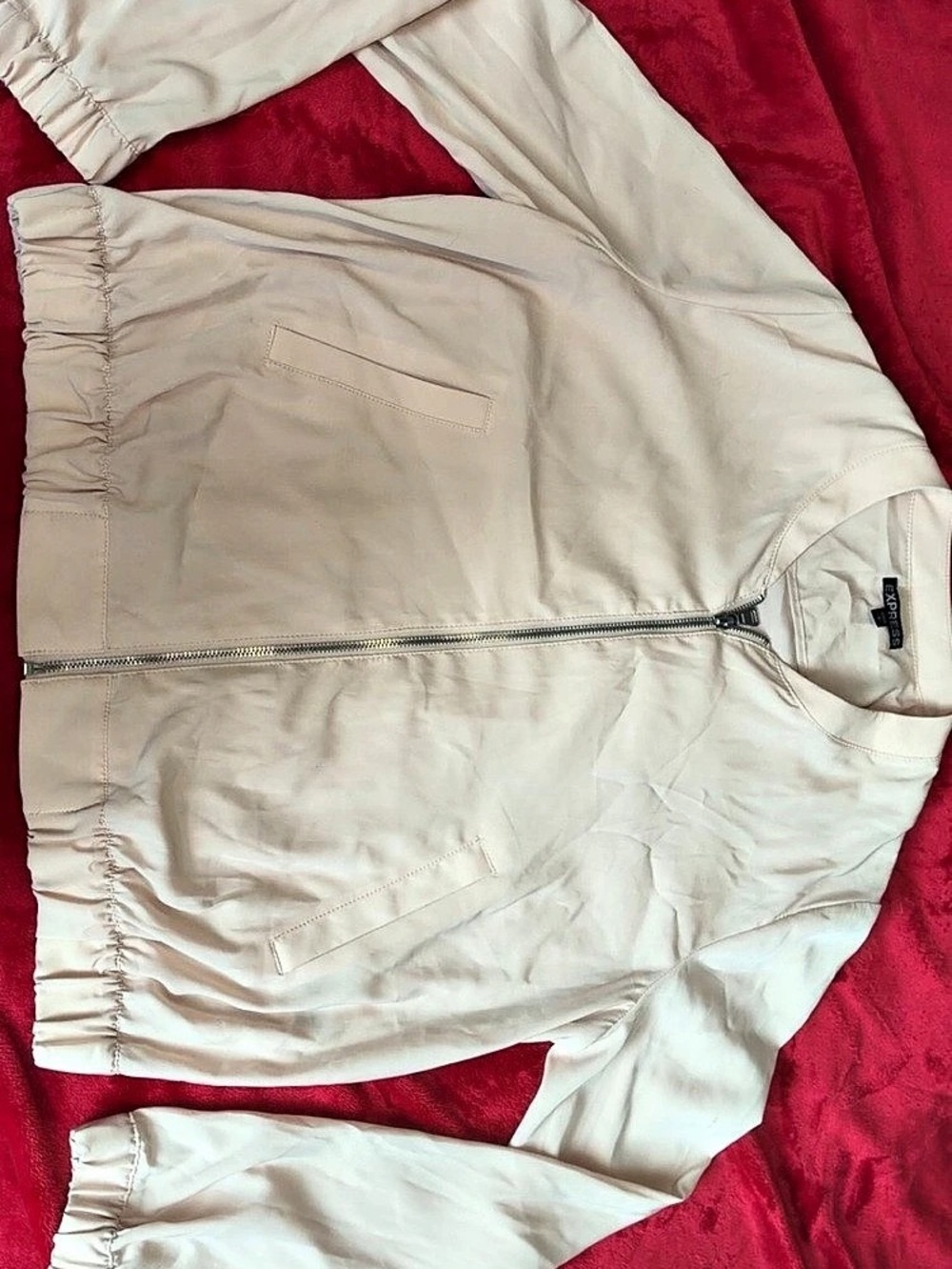 Express Women's Bomber Jacket Cream Size Large